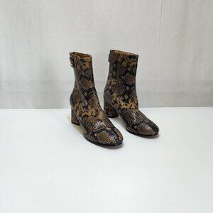 Joie Vero Cuoio Ramet Leather Python Ankle Boots Womens EUR 40 US 9.5 Block Heel